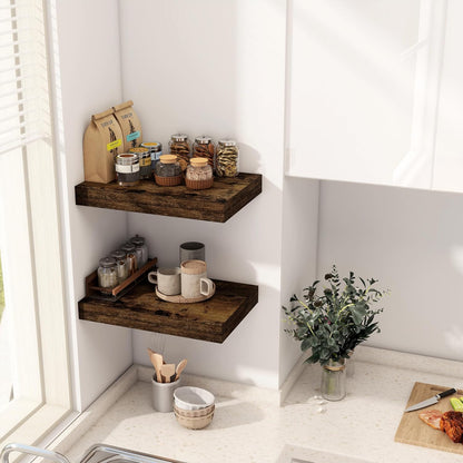 12 Inch Deep Floating Shelves, 16 x 12 Floating Shelf for Books, Rustic Wood Deep Wall Shelves for