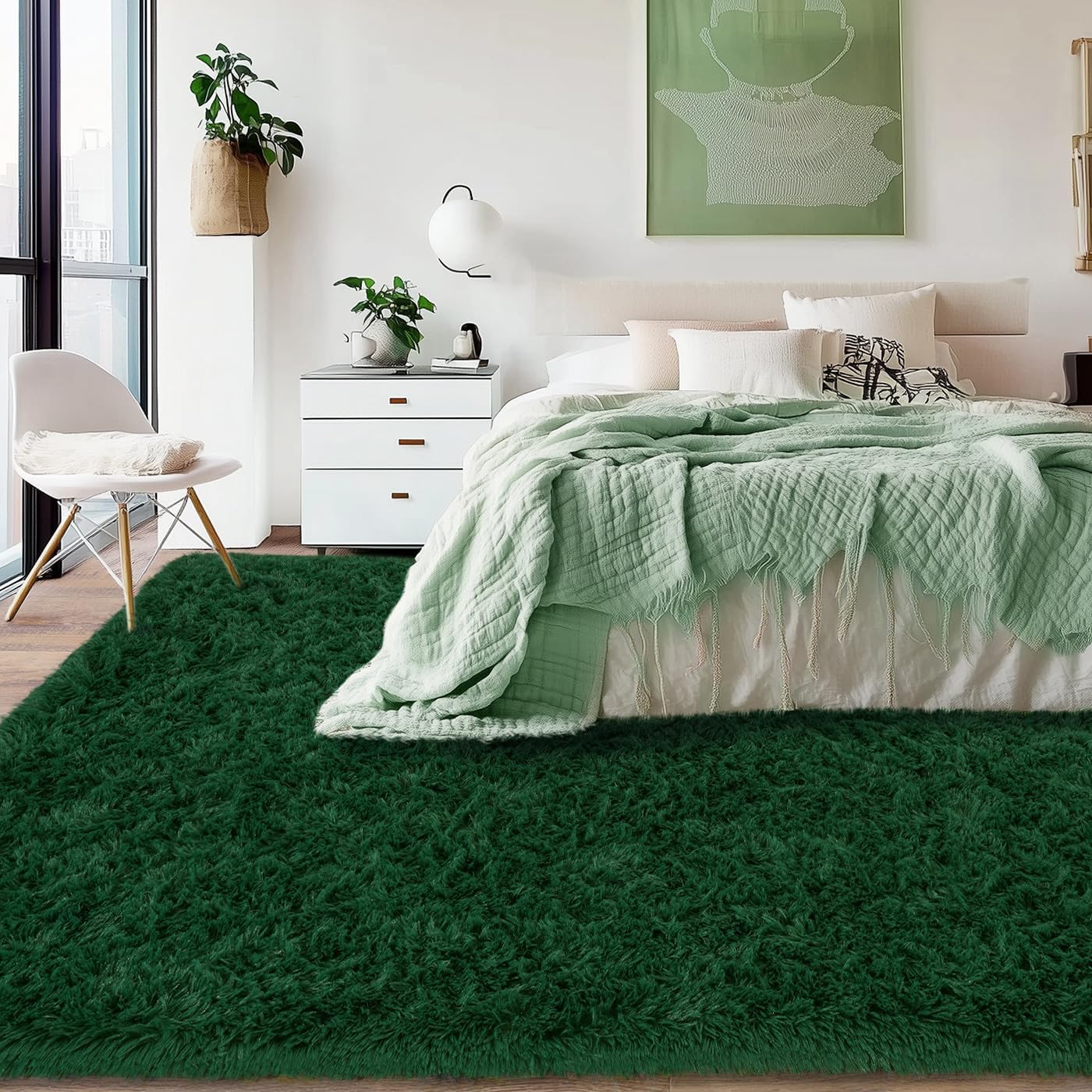 Rezutan 5x7 Feet Shaggy Area Rug - Super Soft Plush Fuzzy Modern Living Room Bedroom Rug for Kids