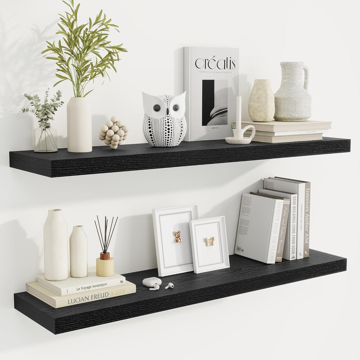 Fun Memories 40" Rustic Wood Floating Shelves with Invisible Brackets for Storage & Decor, Deep