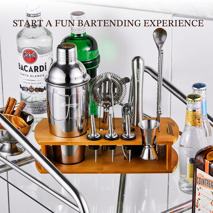 KITESSENSU Cocktail Shaker Set Bartender Kit with Stand | Bar Set Drink Mixer Set with All