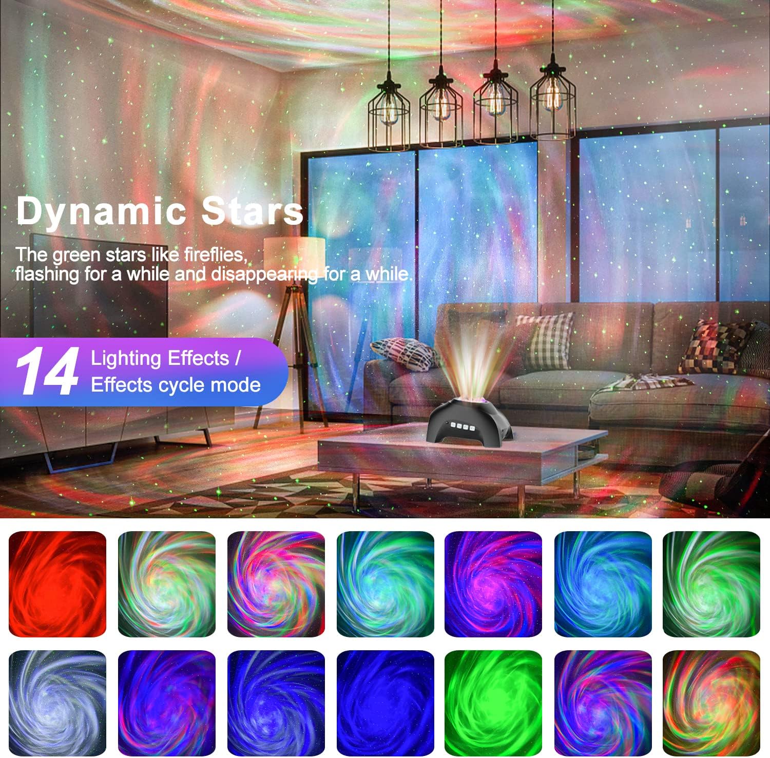 Star Projector, Galaxy Light for Bedroom Night Lights, Aurora Projector with Bluetooth Speaker for