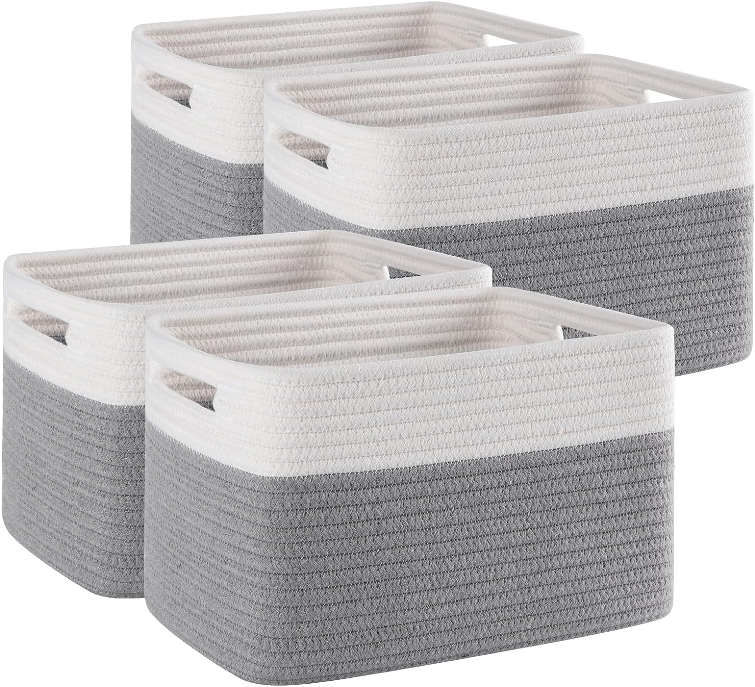 4 Pack Storage Baskets for Organizing, Woven Baskets for Shelves - Perfect for Toys, Books, Towels
