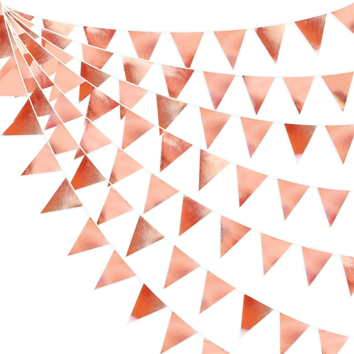 Rose Gold Party Decorations Metallic Fabric Triangle Pennant Banner Blush Pink Flag Bunting Garland