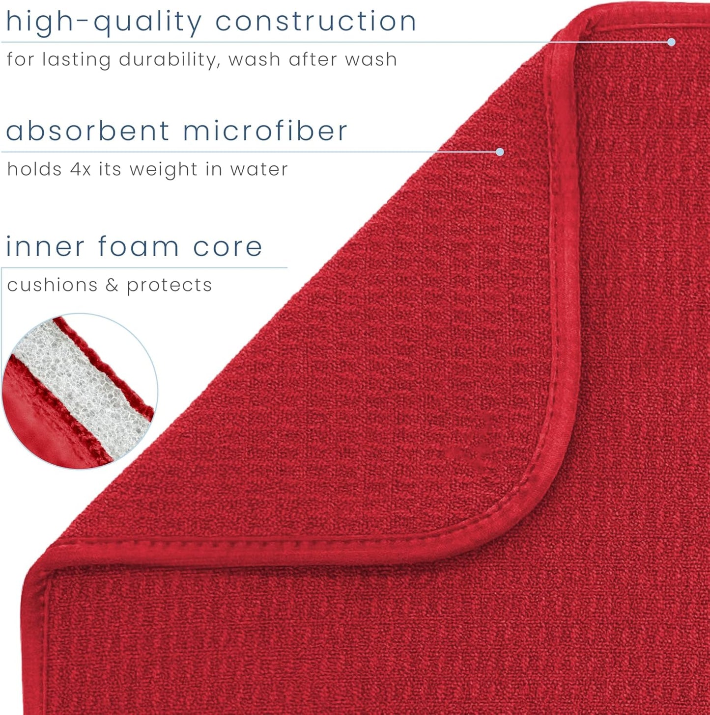 S&T INC. Dish Drying Mat XL, 18” x 24”, Absorbent Microfiber Kitchen Counter Mat, Dish Drying Pad