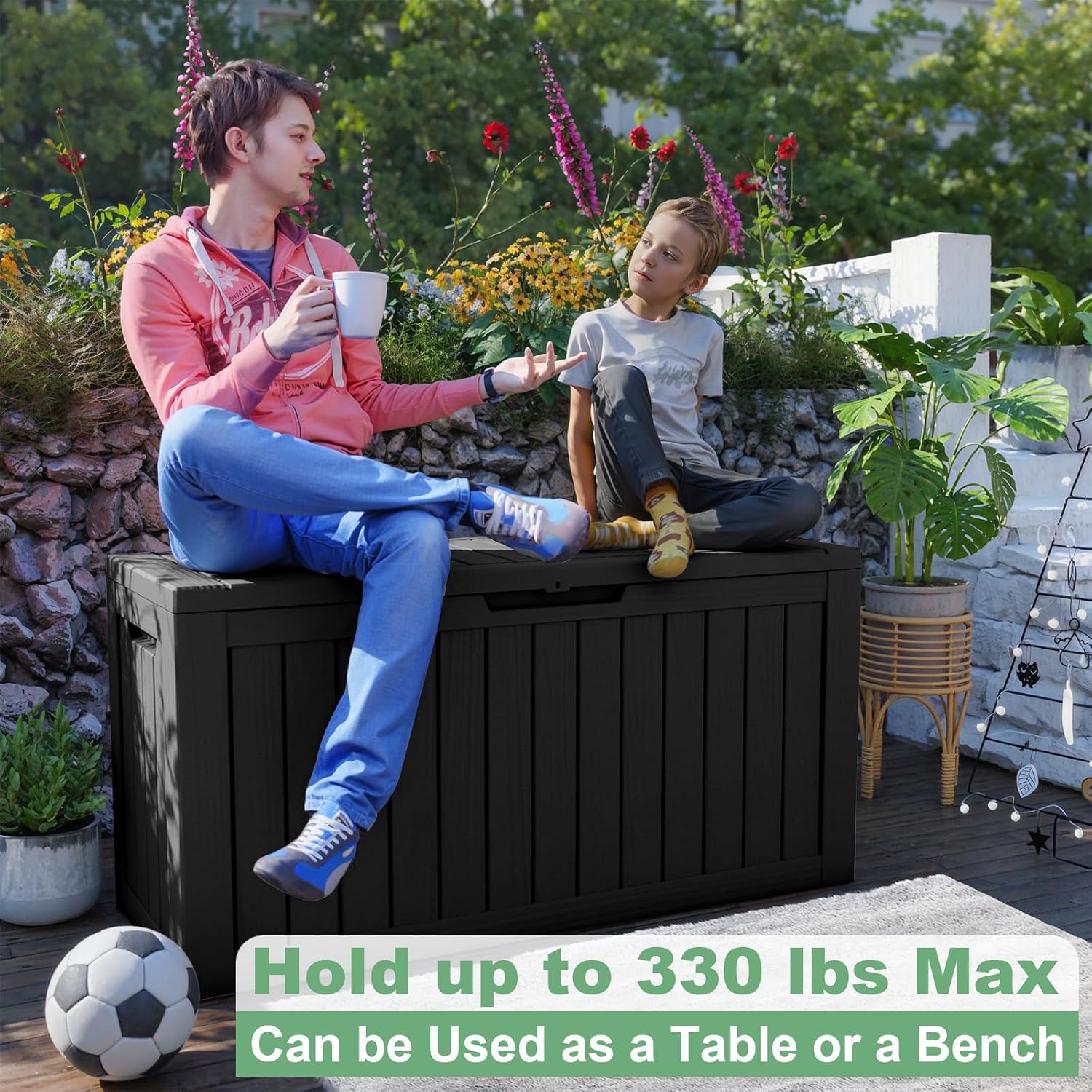 DRATO 80 Gallon Large Deck Box, Outdoor Storage Box for Patio Furniture, Patio Cushions, Gardening