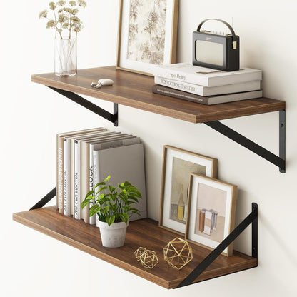 Fun Memories 27.5" W x10 D Floating Shelves, Large Wall Shelves 27.5 Inch Long, Set of 2, Farmhouse