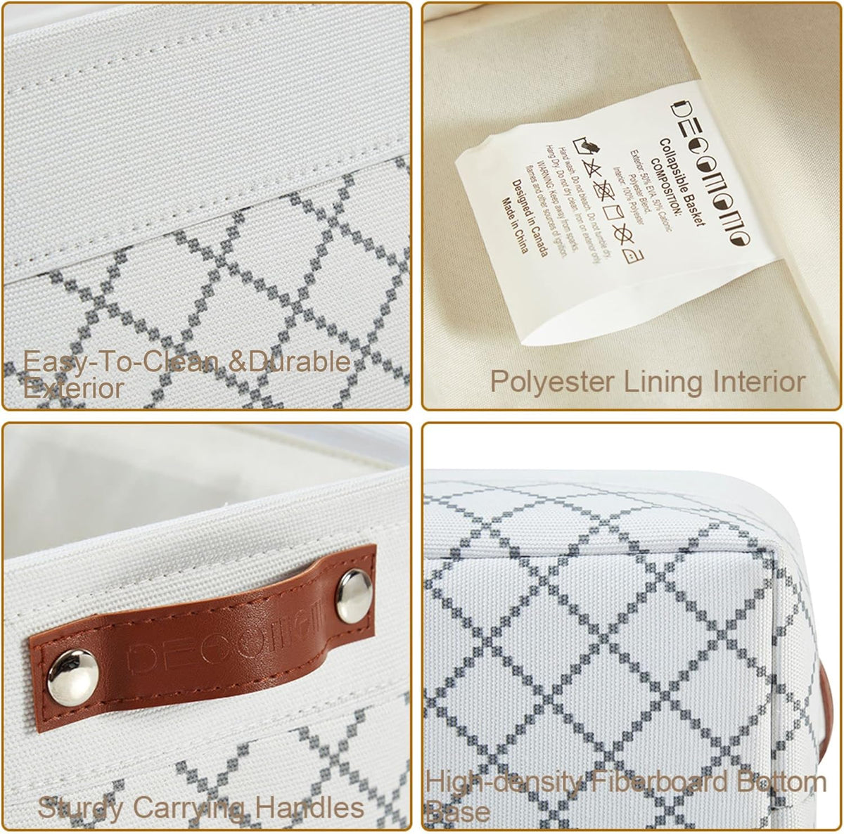 DECOMOMO Small Storage Basket, Closet Storage Bins, Baskets for Organizing Shelves (White Check