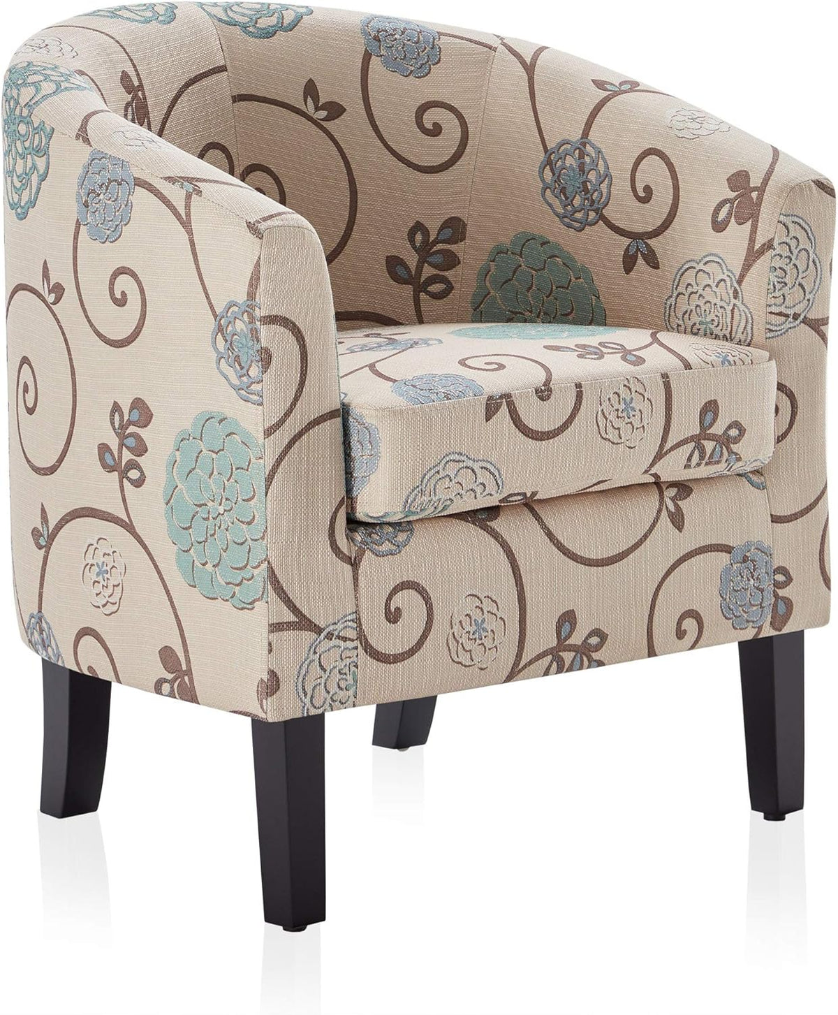 BELLEZE Living Room Chair, Linen Round Accent Barrel Chair, Club Tub Sofa Chair for Bedroom, Corner
