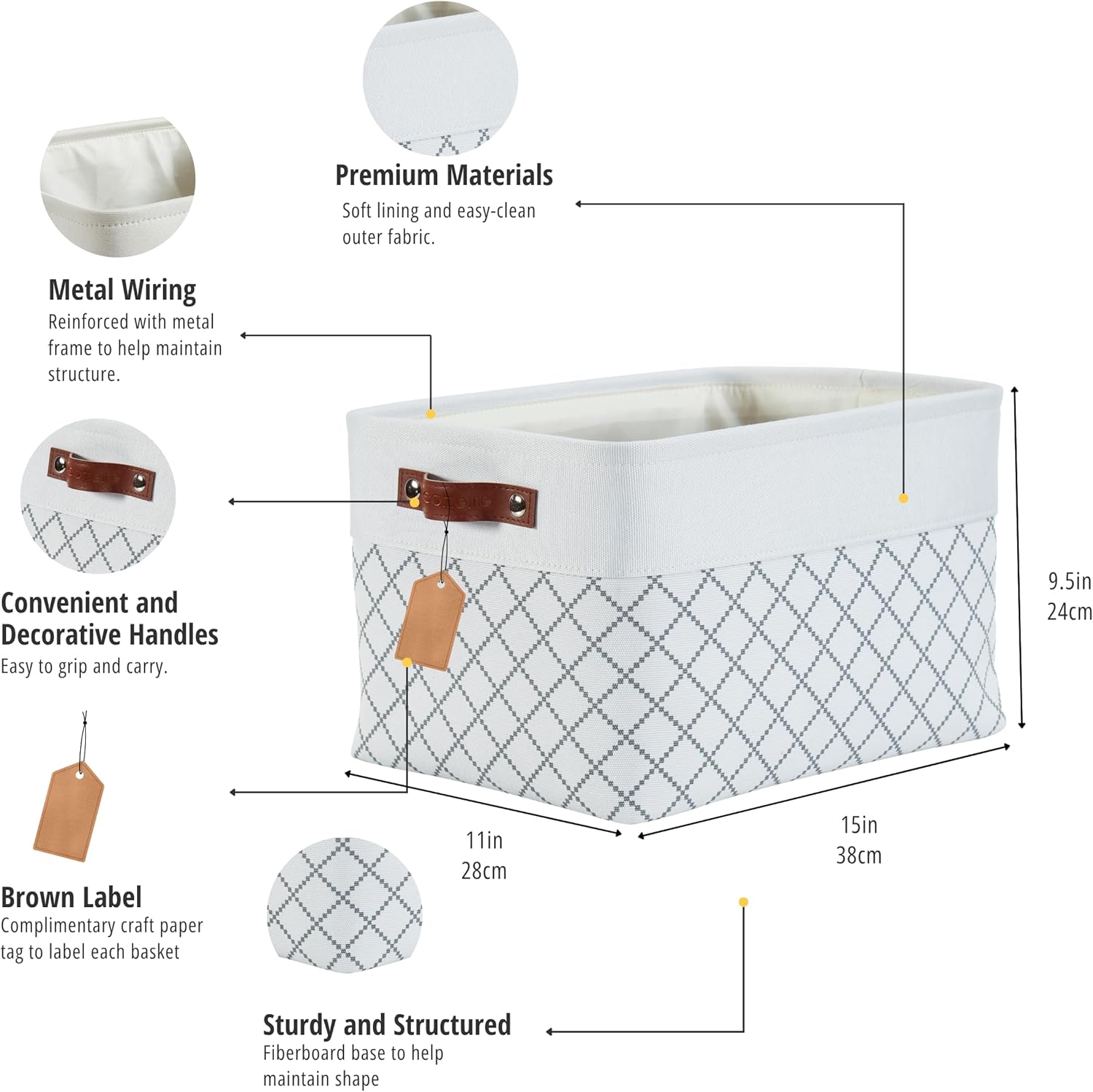 DECOMOMO White Storage Bins Fabric Storage Baskets for Shelves, Linen Closet Organization Toys