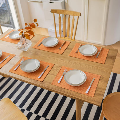 Demetex Orange Placemats Set of 4 Fall Linen Place Mats Decorative Heat Resistant Cloth Table Mats
