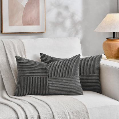 Fancy Homi 2 Packs Dark Gray Lumbar Decorative Throw Pillow Covers 20x28 Inch for Living Room Couch