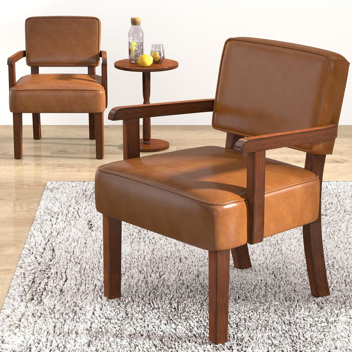 Accent Chair, PU Leather Living Room Chairs Oversize with Soft Seat and Armrests for Living Room
