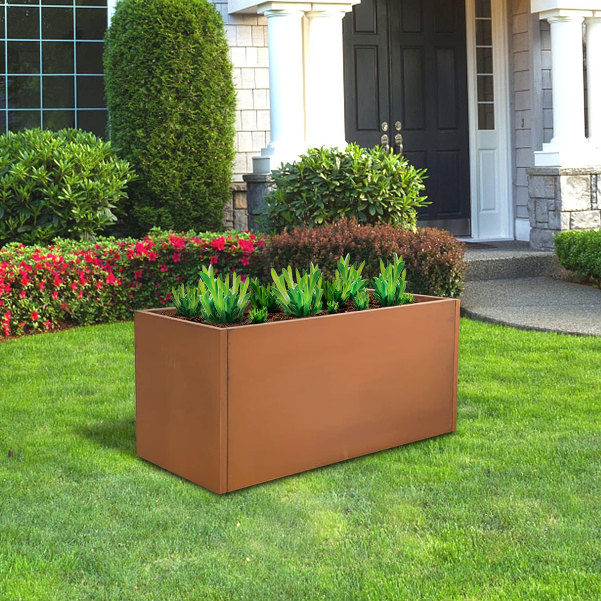 Corten Steel Planter Box Metal Outdoor Large Rectangular Rustic Durable Antique Detached for