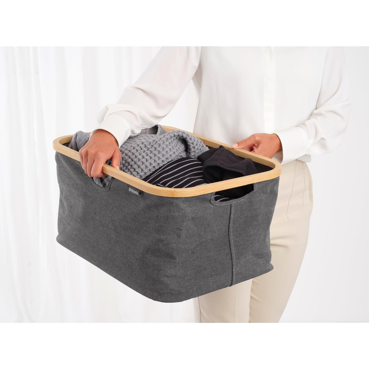Brabantia - Foldable Laundry Basket 10.6 Gal - Water Resistant Hamper for Wet & Dry Laundry