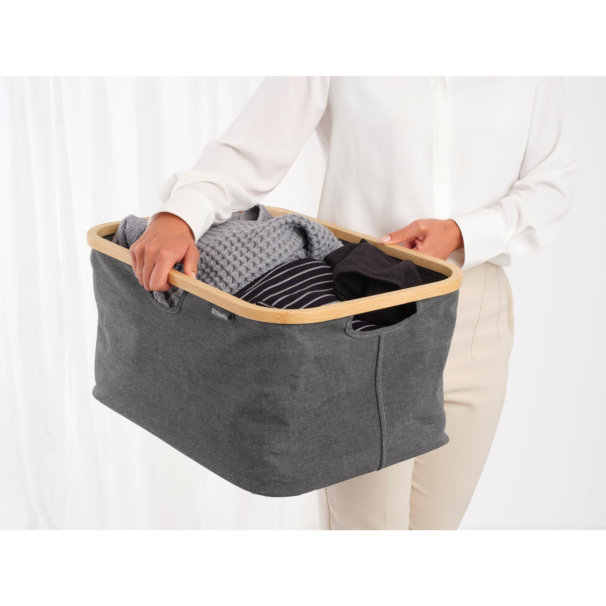 Brabantia - Foldable Laundry Basket 10.6 Gal - Water Resistant Hamper for Wet & Dry Laundry