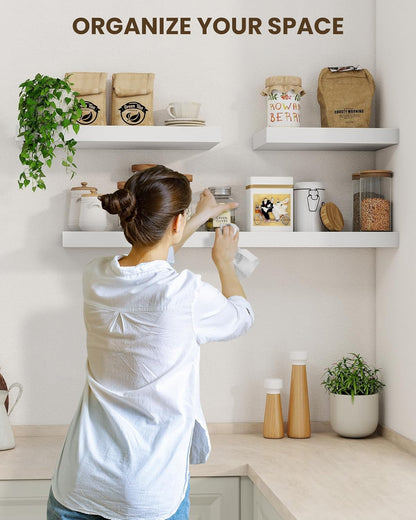 Marsmiles 36" Floating Shelves for Wall, Wooden Shelves with Invisible Brackets Set of 2, Rustic