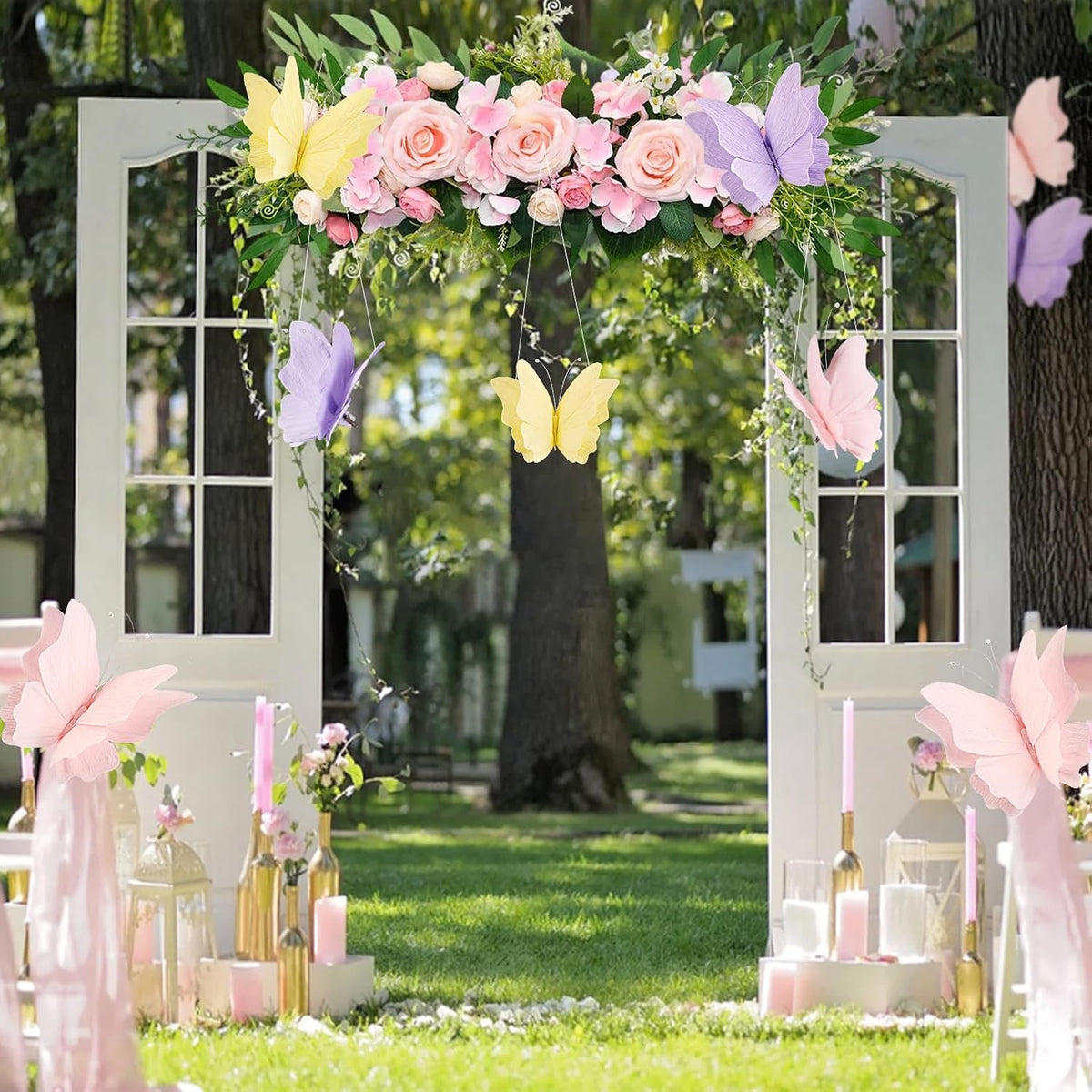 SUNBEAUTY Butterfly Party Decorations Hanging Butterfly Decorations 6Pcs Crepe Paper Garden 3D