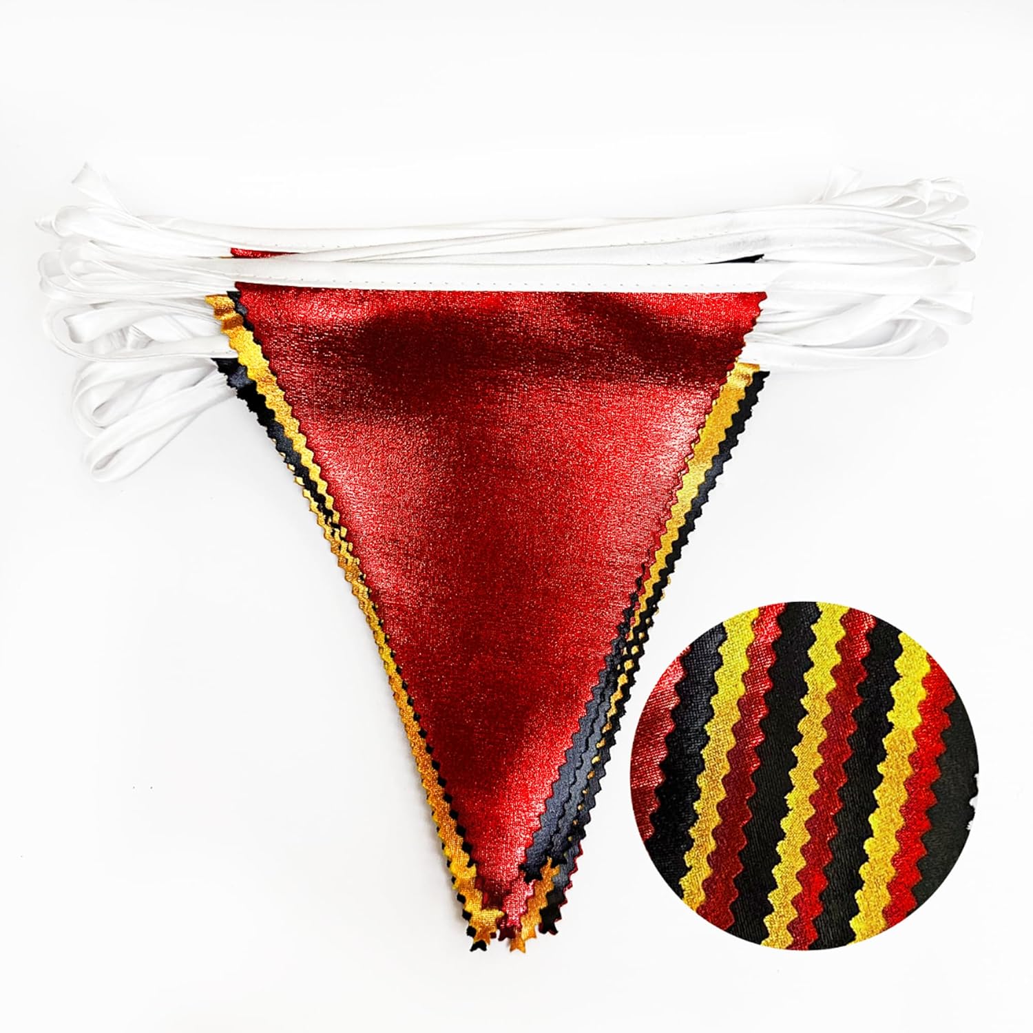 Red Black Gold Party Decorations Metallic Fabric Triangle Pennant Banner Flag Bunting Garland for