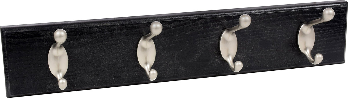 HIGH & MIGHTY 515708 Coat Rack 4 Hook Rail, Easy Tool-Free Dry Wall Installation, Holds up to