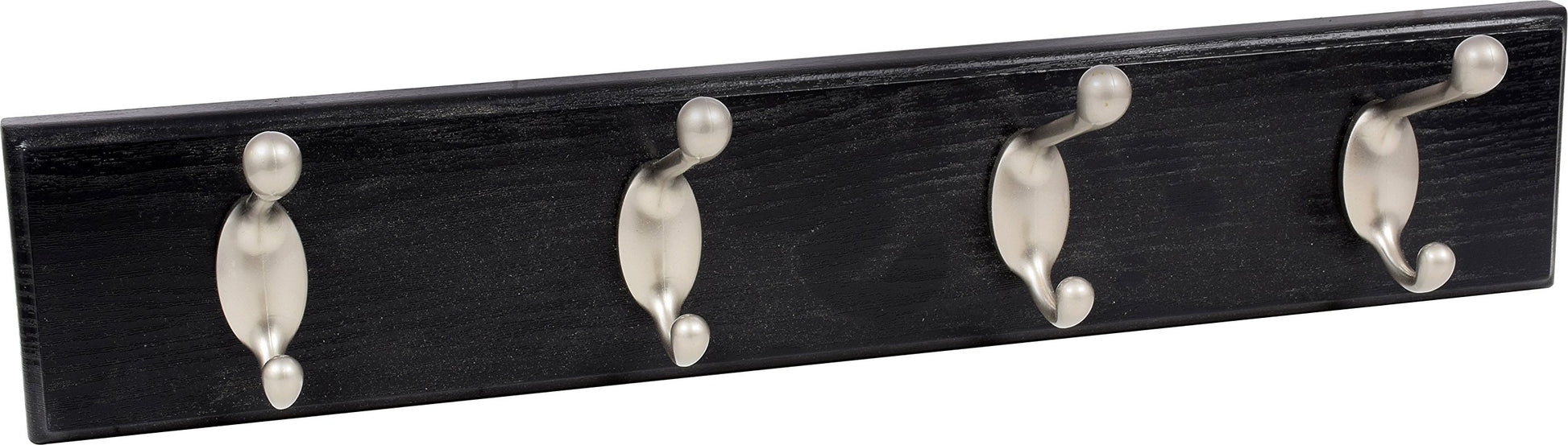 HIGH & MIGHTY 515708 Coat Rack 4 Hook Rail, Easy Tool-Free Dry Wall Installation, Holds up to
