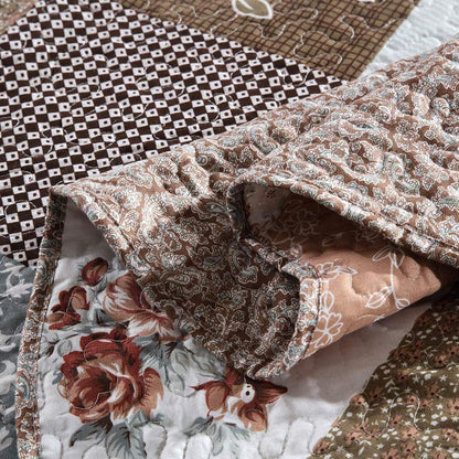 NEWLAKE Quilt Bedspread Sets-Checkered Floral Reversible Coverlet Set,King Size