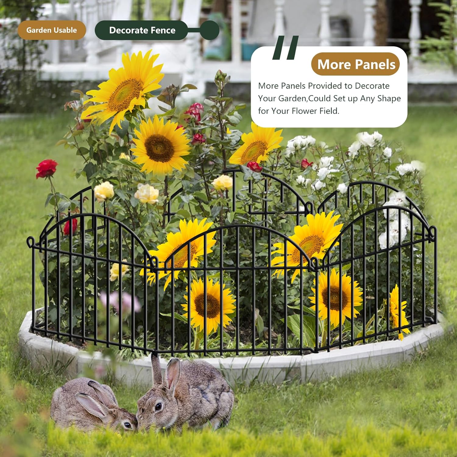 21.25ft x 20in Animal Barrier Fence, 15 Panels Garden Fencing for Dogs Rabbit, Rustproof Metal