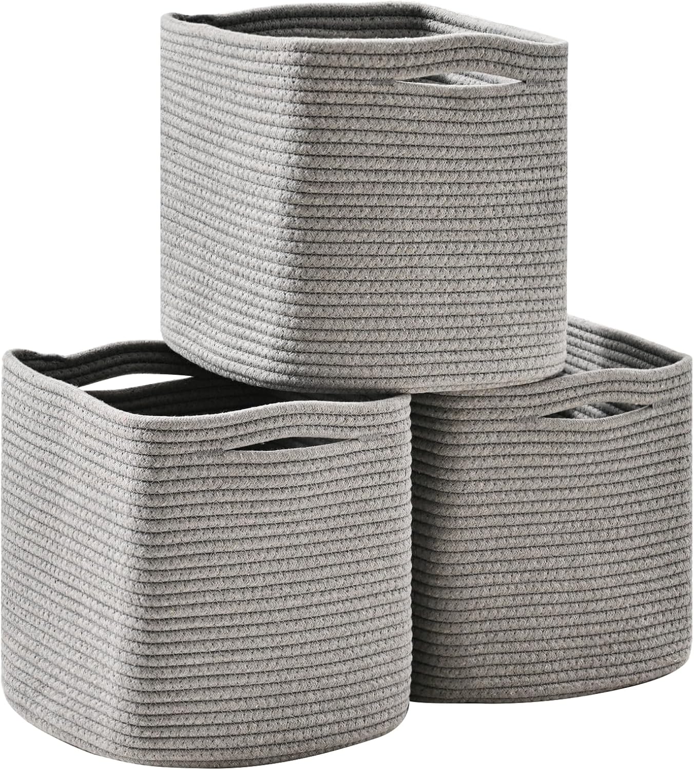 11 Inch Cube Storage Bins, Storage Cube Organizer Bins, Woven Cotton Rope Basket for Storage