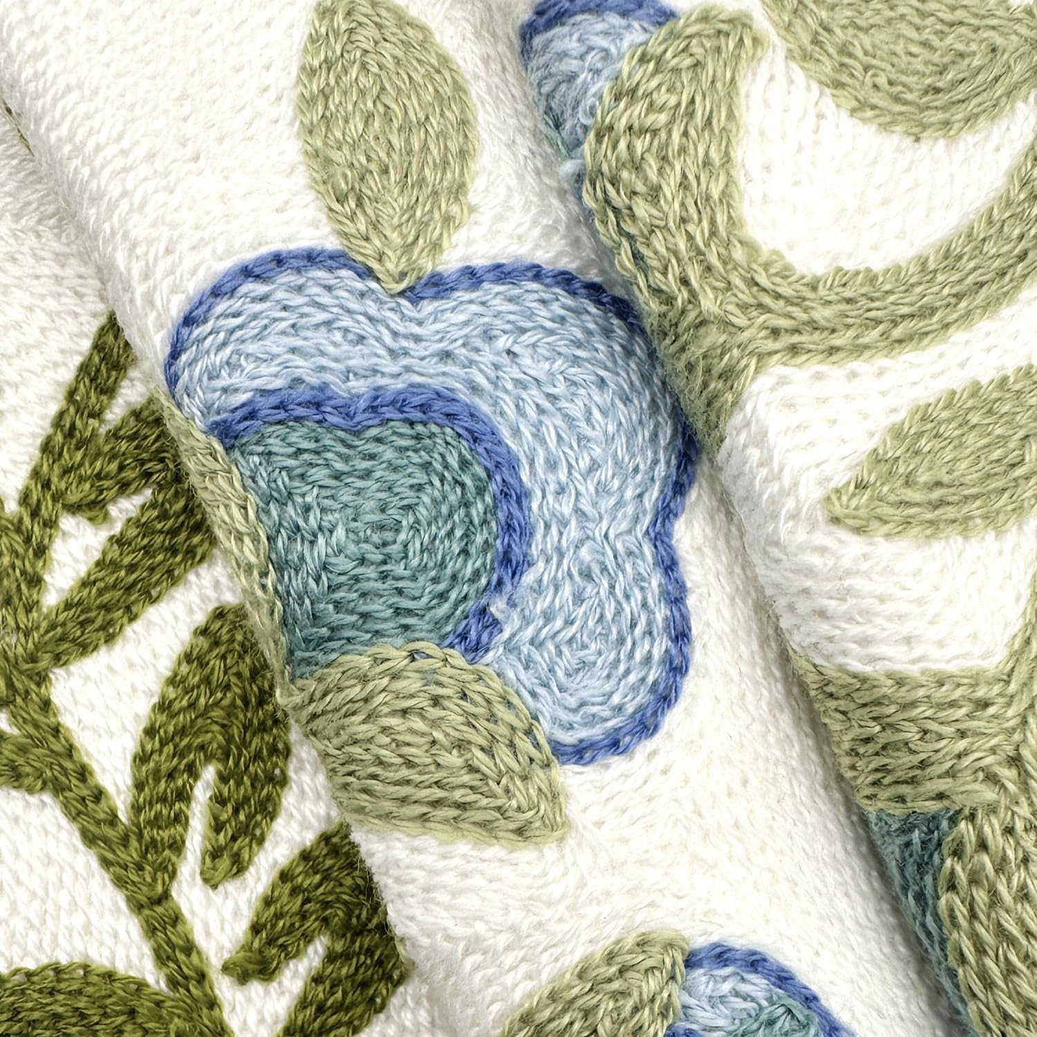 Alysheer Floral Embroidered Summer Decorative Throw Pillow Cover 18"x 18", Farmhouse Cottage Blue