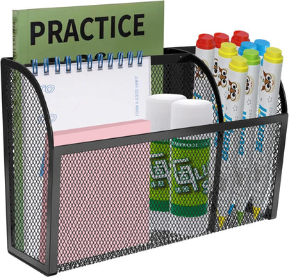 Magnetic Pencil Holder-Magnetic Basket for Fridge 3-Grid Mesh Magnetic Pen Holder for Refrigerator