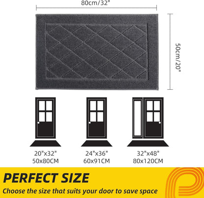JSEI Dirt Trapper Door Mat 20"x32", Non-Slip Washable Entryway Mats, Dog Door Mat, Stain Resistant