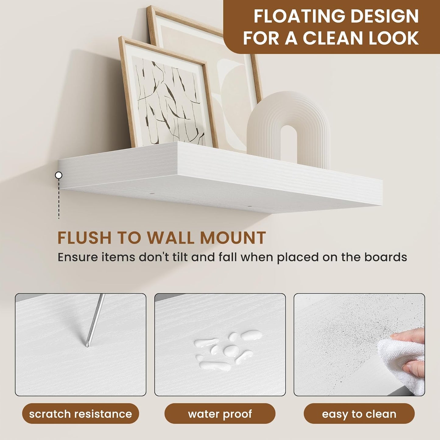 fuqing Floating Shelves for Wall, Bathroom Shelf Wall Mounted for Storage, Shelves with Invisible