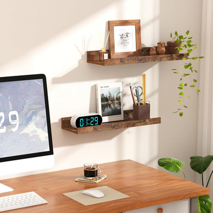 upsimples Floating Shelves for Wall, Wall Shelves for Decor Storage Set of 6, Wall Mounted Wood