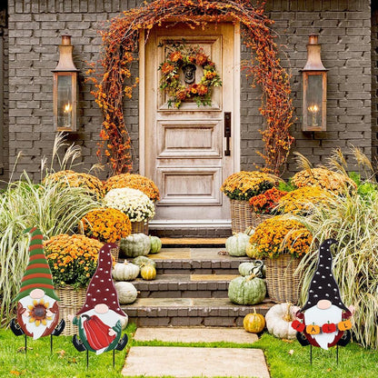 YEAHOME Fall Decorations for Home Outdoor, 3 Pack Gnomes Decorative Garden Stakes for Fall Decor