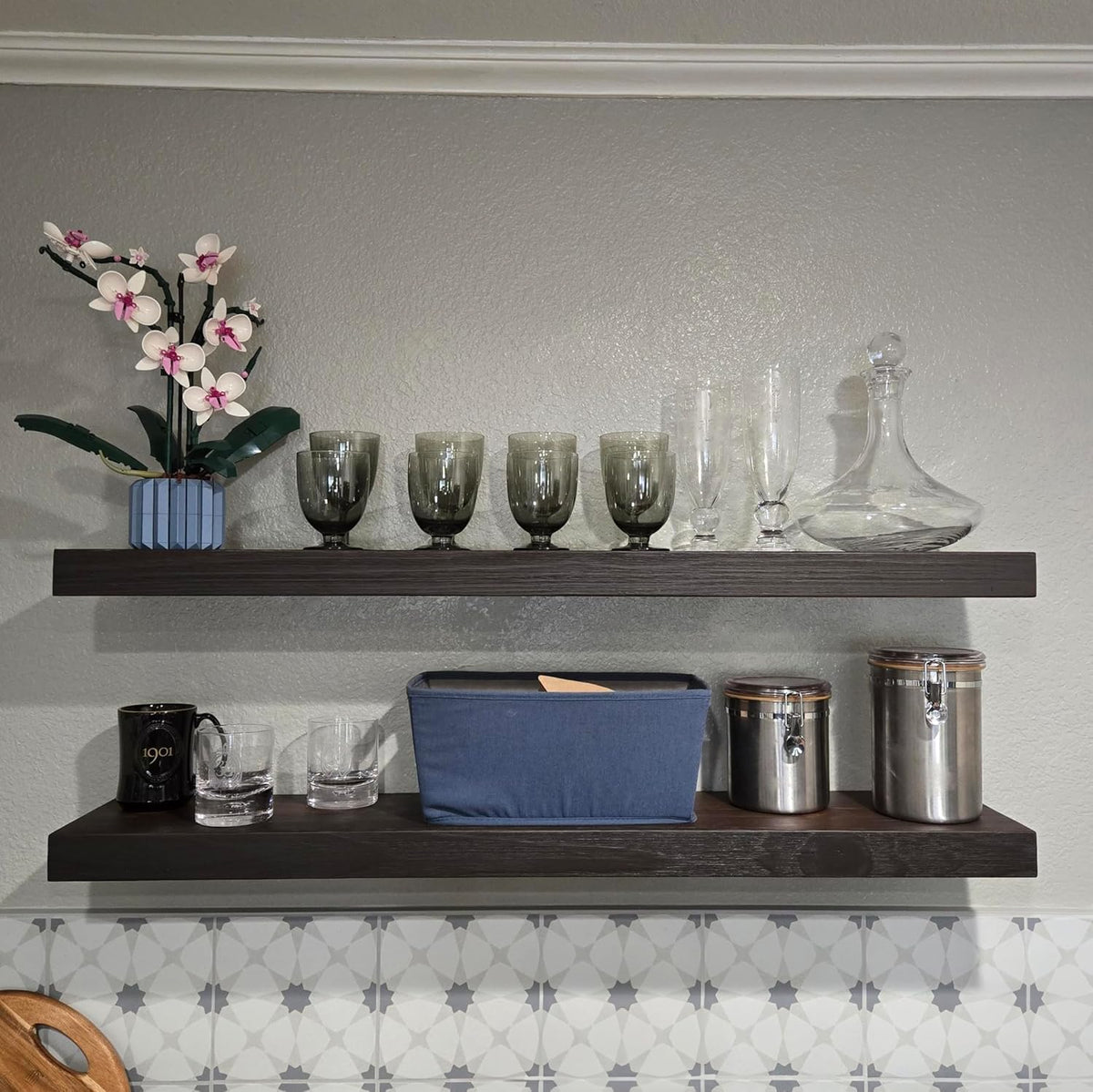 Joel's Antiques 42 Inch Wooden Floating Shelves for Wall - 42x12x2 in - Made of Natural Wood - Long