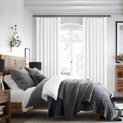 Custom Solid Bright White Memory Trained Pinch Pleated Curtains 86 Inches Long 2 Panels Set for