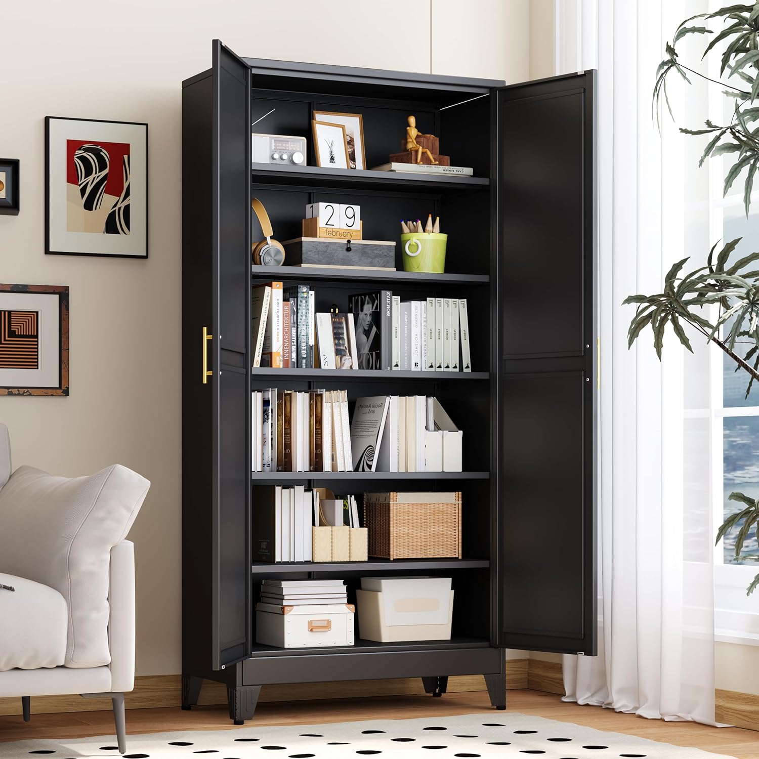 Kitchen Pantry Storage Cabinet with Doors and Adjustable Shelves, Metal ClosetMaid Food Pantry