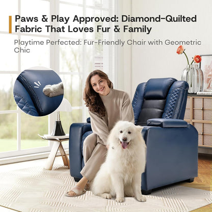ANJ Power Home Theater Seating, PU Leather Electric Recliner Chair with Powered Headrest, Dual