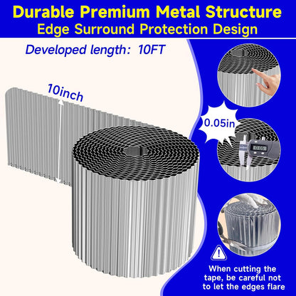 Corrugated Garden Edging, 10"×10Ft Galvanized Steel Landscape Edging & Lawn Edging Border, Metal
