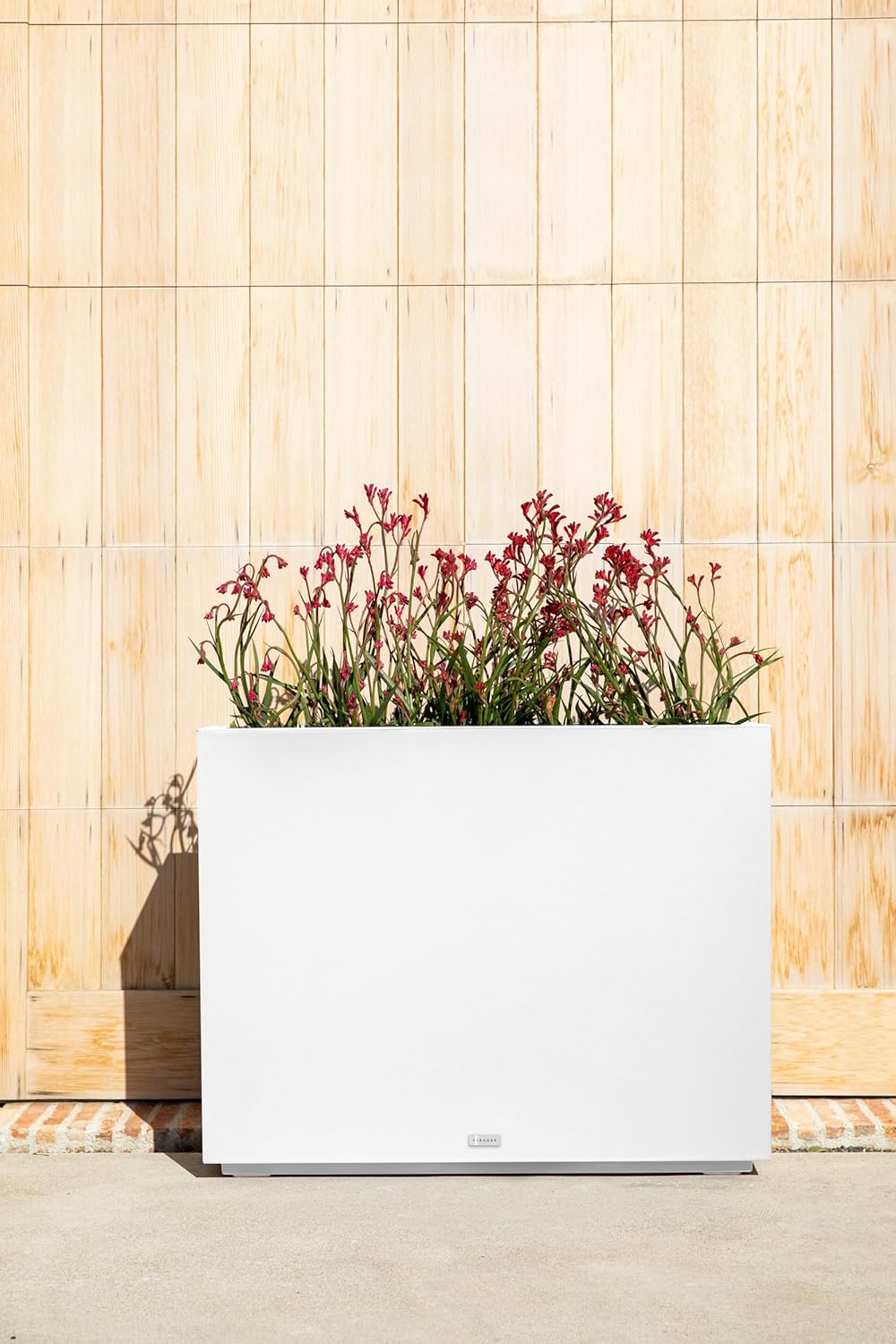 Veradek Span Plastic Box Series Planter - Tall Rectangular, White, All-Weather Resistant, Removable