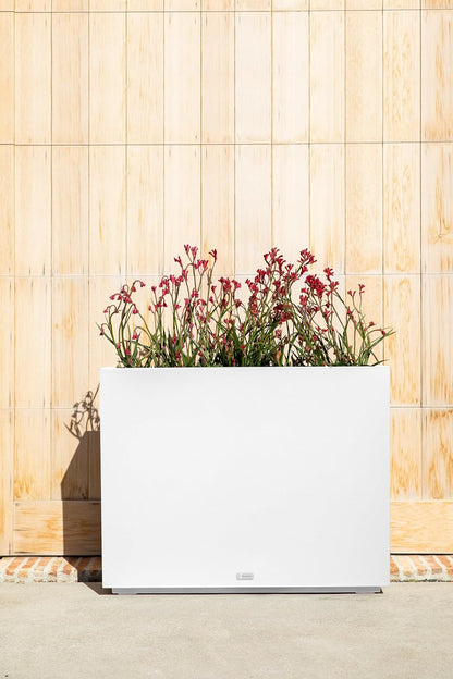 Veradek Span Plastic Box Series Planter - Tall Rectangular, White, All-Weather Resistant, Removable