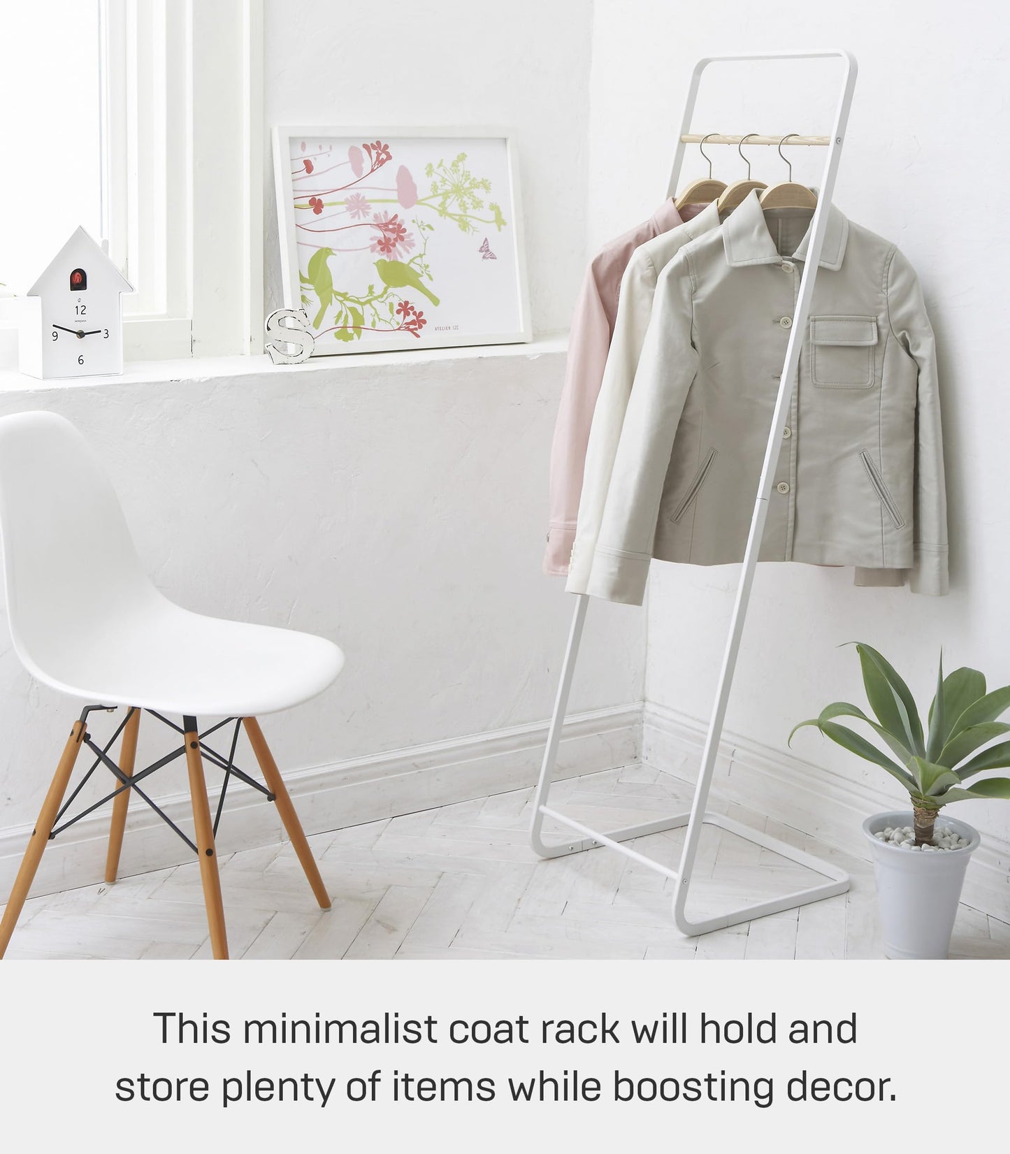 YAMAZAKI Home Tower Freestanding Coat Hanger Clothes Rack, 55" - Steel