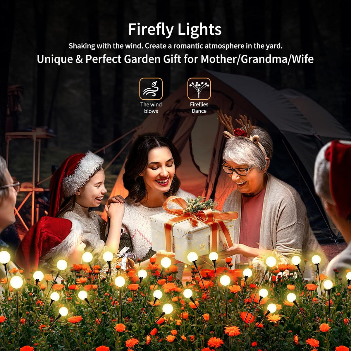 Solar Lights Outdoor Waterproof,6 Packs 48LED, Garden Decor, Patio Decor, Firefly Lights Solar