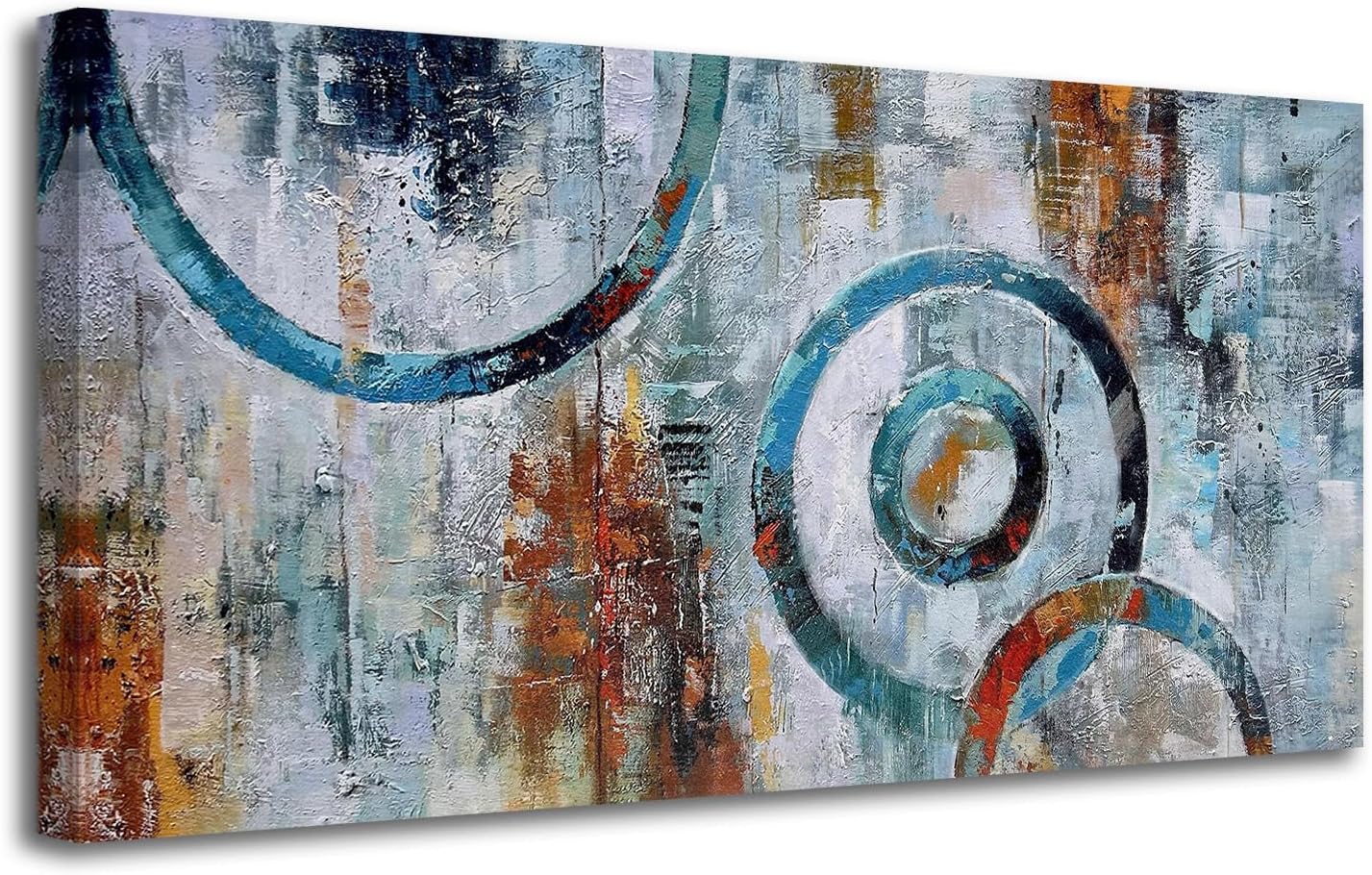 Arjun Abstract Wall Art Geometric Canvas Circle Painting Modern Grey Brown Picture Simple Artwork