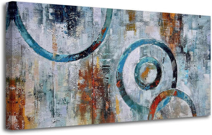 Arjun Abstract Wall Art Geometric Canvas Circle Painting Modern Grey Brown Picture Simple Artwork
