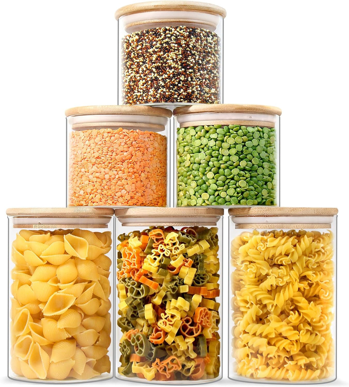 Urban Green Glass Storage Container Bamboo Lids, Glass Airtight Canisters sets, Food Jars, Pantry