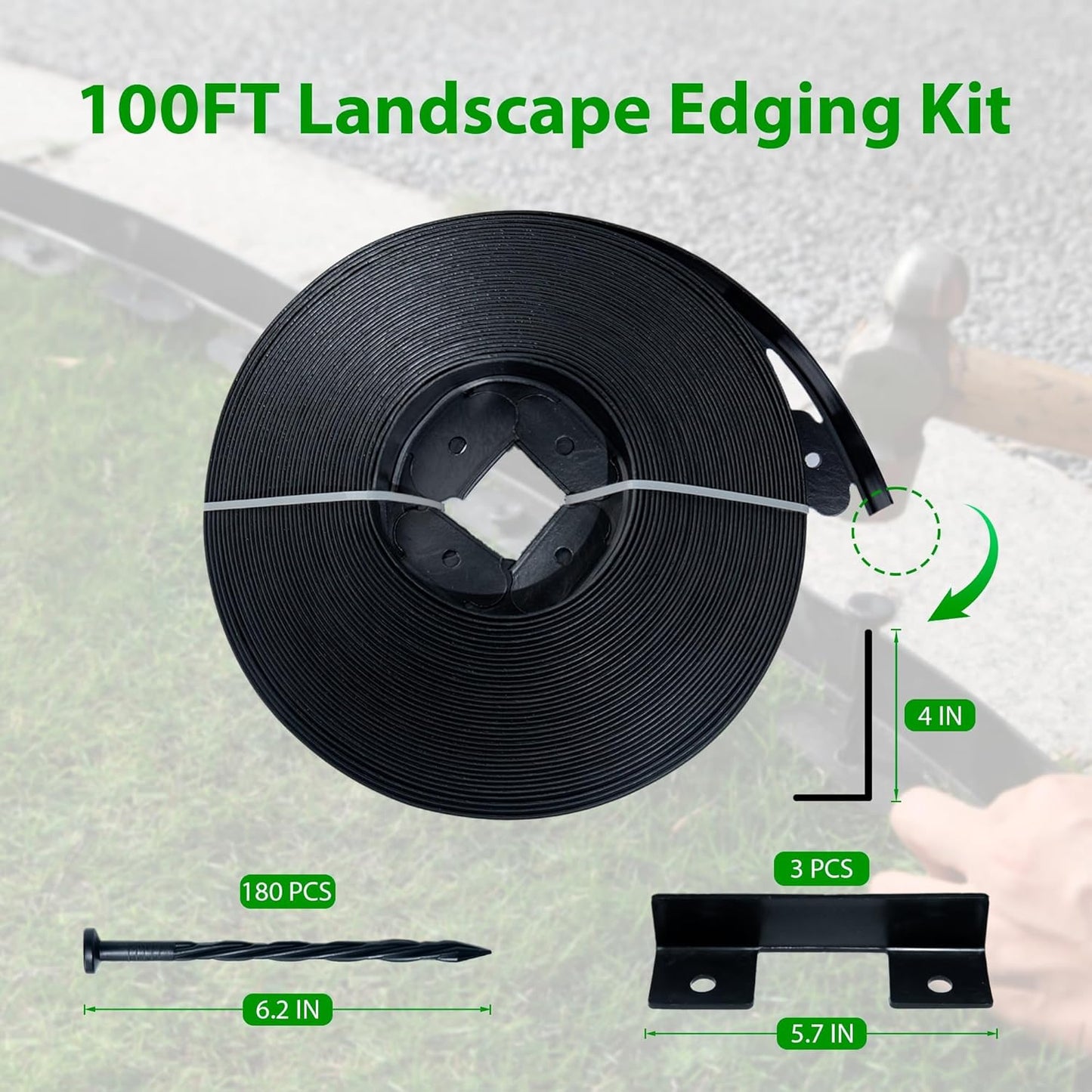 Garden Edging Border,Plastic Edging for Landscaping,Flower Bed, Paver and Lawn Edging Border