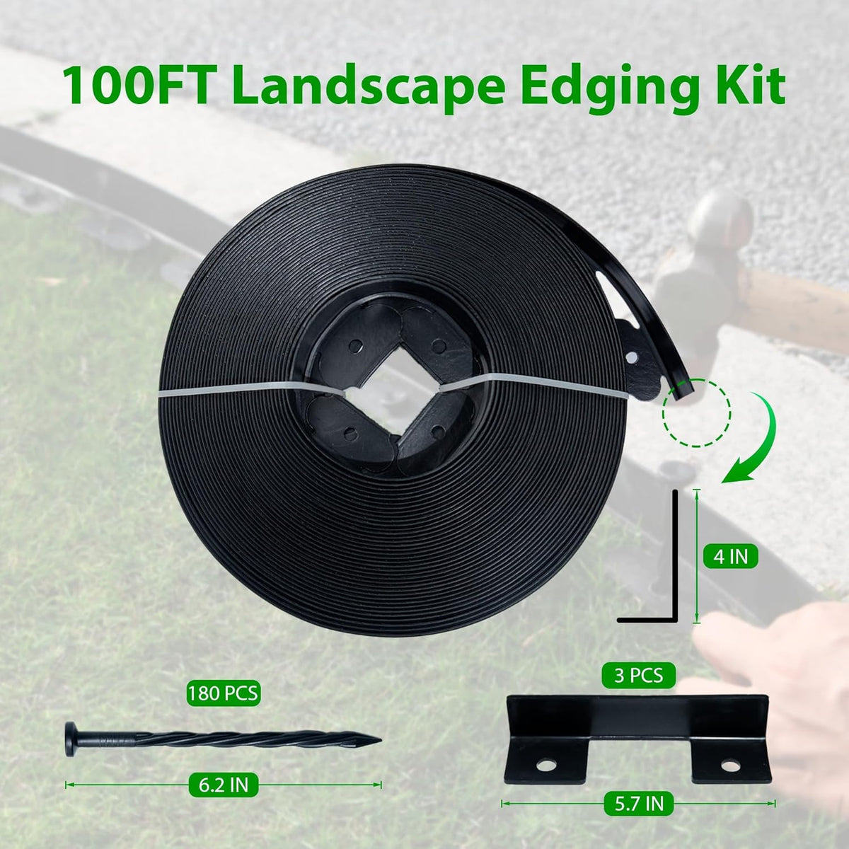 Garden Edging Border,Plastic Edging for Landscaping,Flower Bed, Paver and Lawn Edging Border