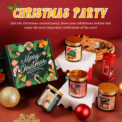 Christmas Candle Set | 4Pack Scented Candles Holiday Candle Gifts - Soy Candles Home Scented, Xmas