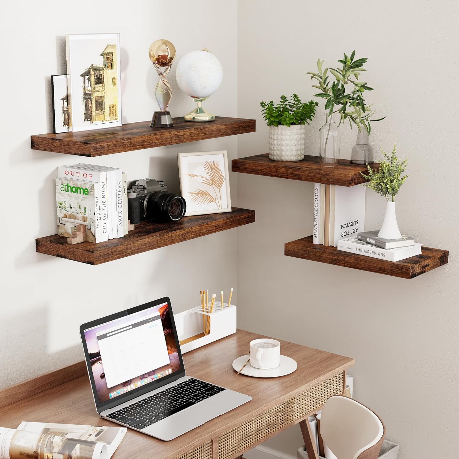 Fun Memories 32 Inch Floating Shelves, Farmhouse Wood Floating Shelf Set of 2, 32 x 9 Floating