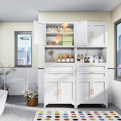 75” Tall Kitchen Pantry Storage Cabinet, Metal Bathroom Storage Cabinet with 2 Drawers and